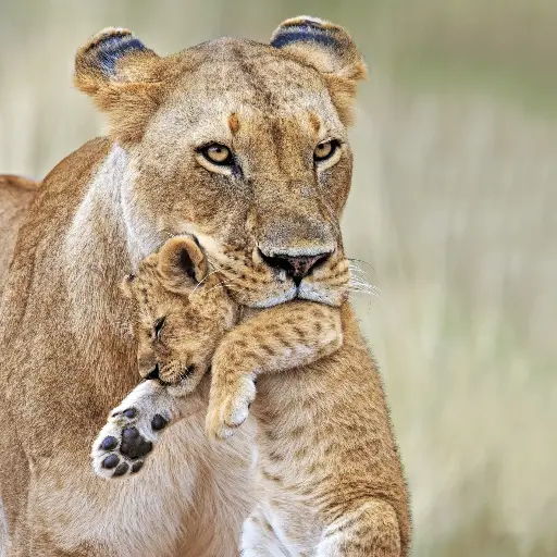 [GEO-DK-212145] GEO-Doppelkarte »Löwenmutter mit Kind«